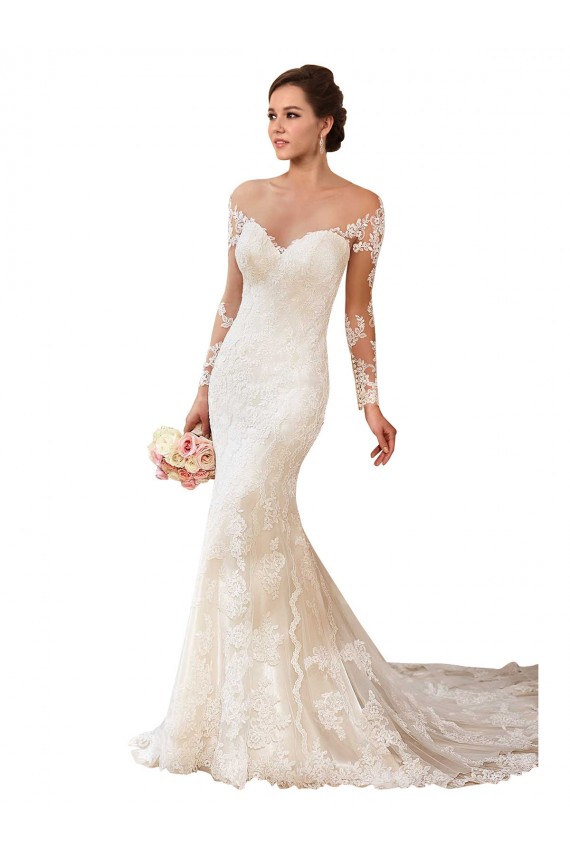 Long Sleeves Ivory Mermaid Sweetheart Wedding Gowns Mississauga