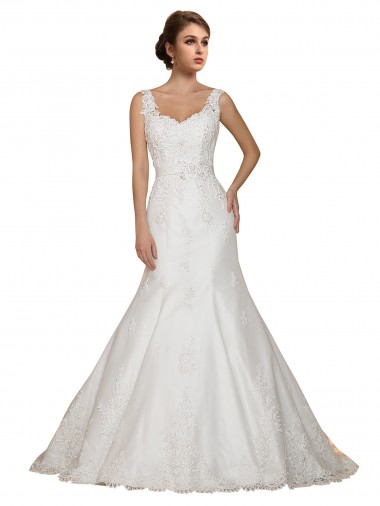Cap Sleeves Ivory Mermaid V-Neck Wedding Dress Mississauga