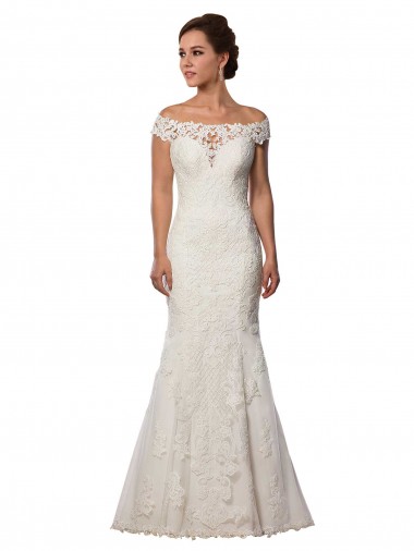 Cap Sleeves Ivory Mermaid Off the Shoulder Boho Wedding Dress Mississauga