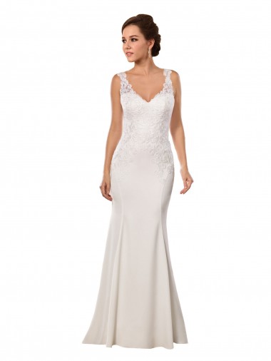 Sleeveless Ivory Mermaid V-Neck Sexy Wedding Dress Mississauga