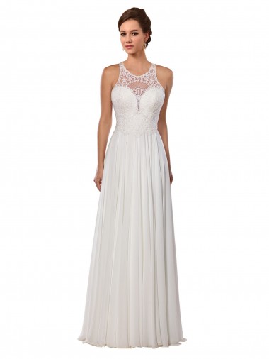 Sleeveless Ivory Sheath Illusion Neck Wedding Dress Mississauga
