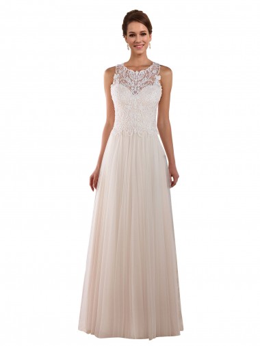 Sleeveless Ivory A-Line High Neck Boho Wedding Dress Mississauga