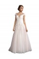 Cap Sleeves Ivory & Champagne A-Line Illusion Neck Beach Wedding Dress Mississauga