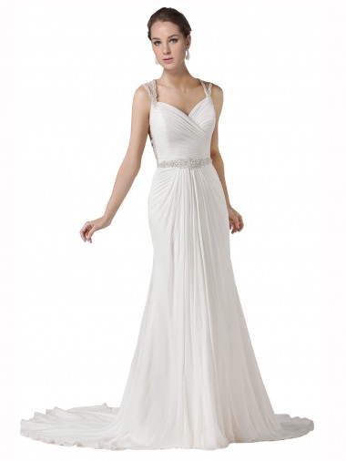 Sleeveless White Sheath Sweetheart Beach Wedding Dress Mississauga