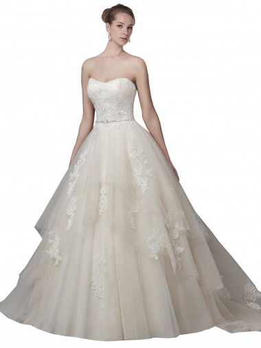 Sleeveless Ivory Low Back Ball Gown Scoop Neck Wedding Dress Mississauga