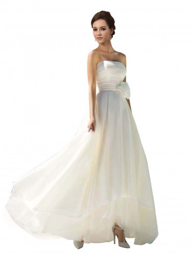 Sleeveless Ivory A-Line Soft Chiffon Strapless Wedding Dress Mississauga