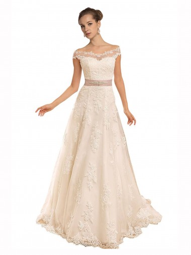 Sleeveless Ivory A-Line Off the Shoulder Beach Wedding Dress Mississauga