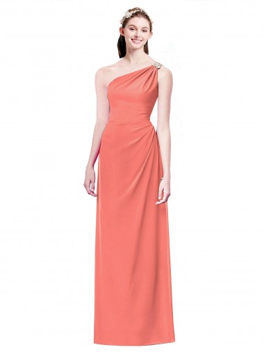 Sleeveless Coral A-Line One Shoulder Bridesmaid Dress Mississauga