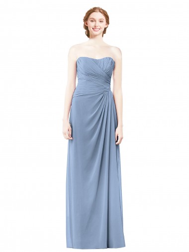 Sleeveless Dusty Blue A-Line Strapless Formal Dresses / Bridesmaid Dresses Mississauga