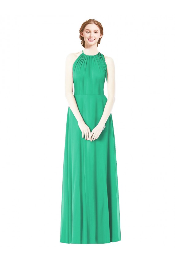 Sleeveless Emerald Green A-Line Halter Neck Bridesmaid Dress Mississauga