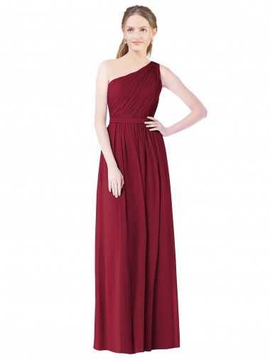 Sleeveless Burgundy A-Line One Shoulder Bridesmaid Gown Mississauga