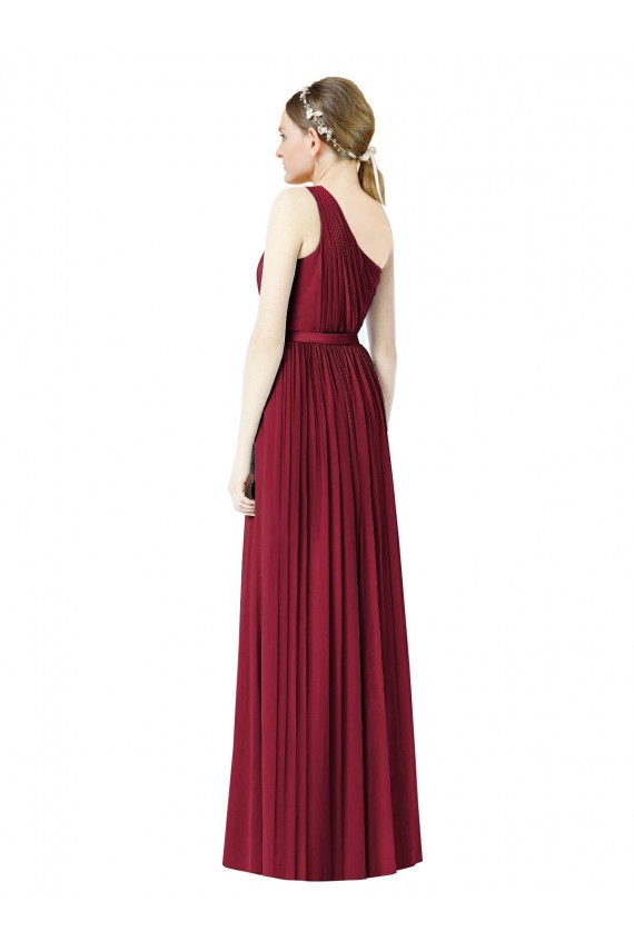 Sleeveless Burgundy A-Line One Shoulder Bridesmaid Gown Mississauga