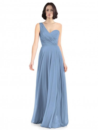 Sleeveless Dusty Blue A-Line One Shoulder Formal Dress / Bridesmaid Dress Mississauga