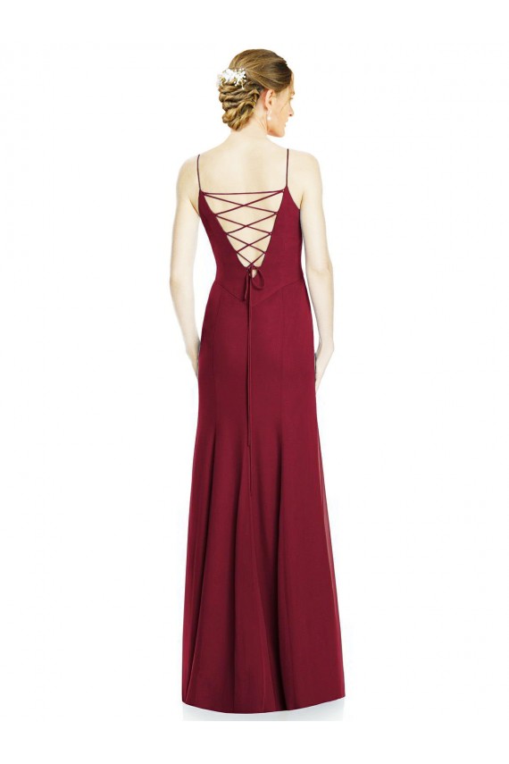 Sleeveless Burgundy Mermaid Spaghetti Straps Bridal Party Dress Mississauga