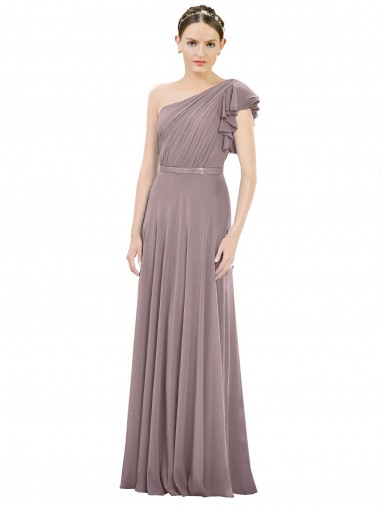 Sleeveless Dusty Rose A-Line One Shoulder Bridesmaid Dress Mississauga