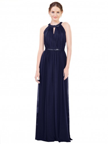 Sleeveless Dark Navy A-Line High Neck Bridesmaid Dress / Formal Dress Mississauga