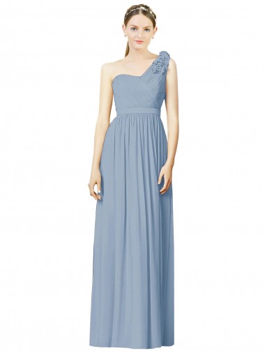 Sleeveless Dusty Blue A-Line One Shoulder Bridesmaid Dress Mississauga