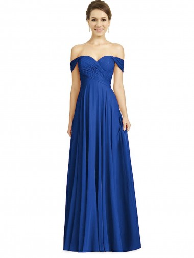 Cap Sleeves Royal Blue A-Line Off the Shoulder Semi Formal Evening Dress / Bridesmaid Dress Mississauga