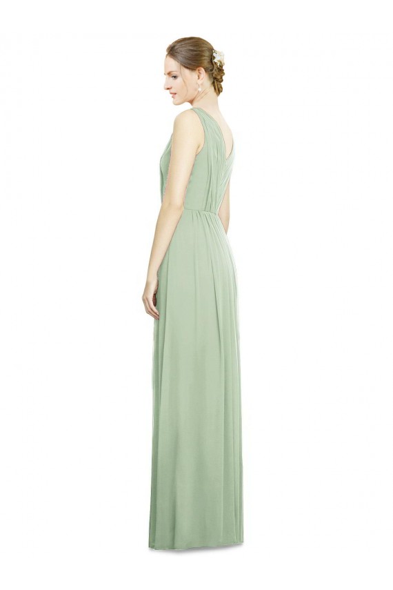 Sleeveless Sage V-Back A-Line V-Neck Bridesmaid Dress Mississauga