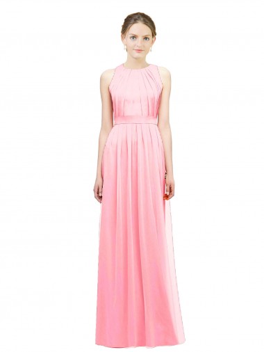 Sleeveless Salmon A-Line Halter Neck Bridesmaid Dress Mississauga