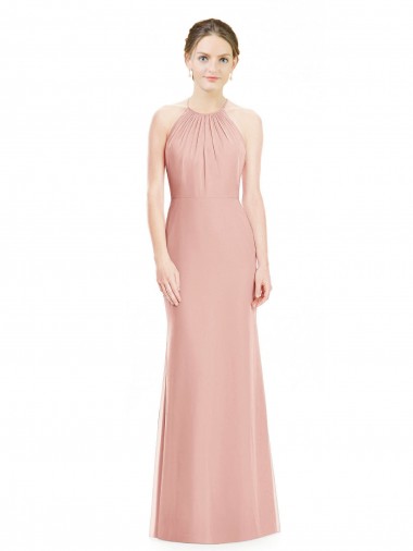 Sleeveless Bliss Pink Mermaid Halter Neck Bridesmaid Dress Mississauga