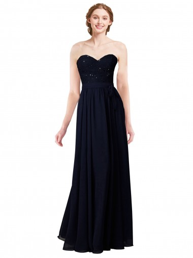 Sleeveless Dark Navy A-Line Sweetheart Formal Dress / Bridesmaid Dress Mississauga