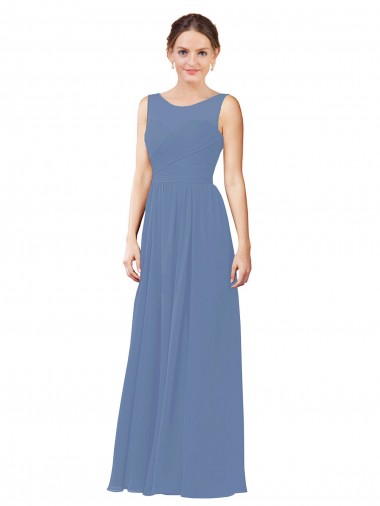 Sleeveless Windsor Blue Sheath Illusion Neck Bridesmaid Dress Mississauga