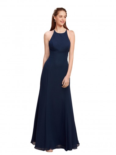 Sleeveless Dark Navy Mermaid Halter Neck Prom Dress / Bridesmaid Dress Mississauga