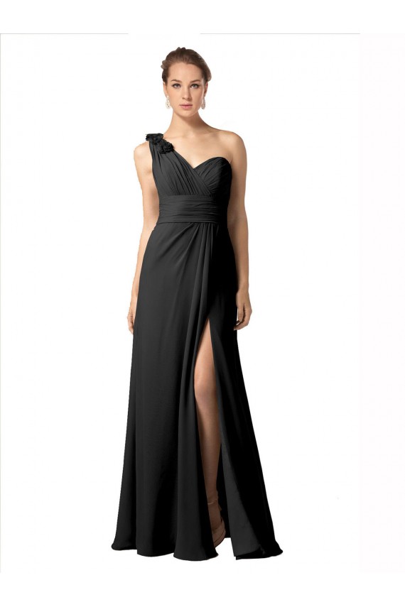 Sleeveless Black A-Line One Shoulder Bridesmaid Dress / Formal Dress Mississauga