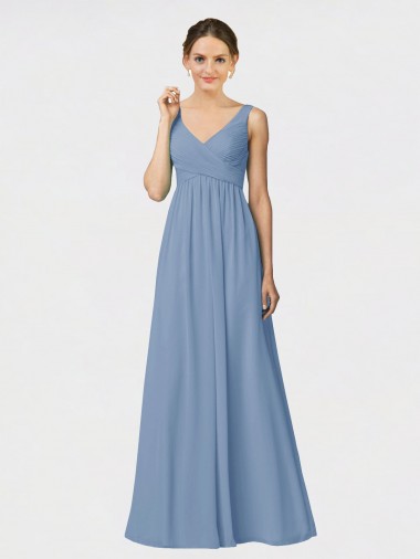 Sleeveless Dusty Blue A-Line Spaghetti Straps Bridesmaid Gown Mississauga