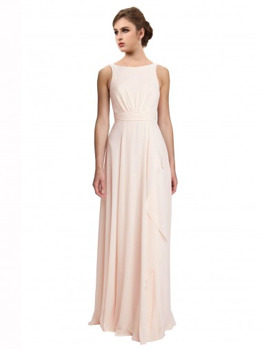 Sleeveless Cream Pink V-Back A-Line Bateau Neck Bridesmaid Dress / Evening Dress Mississauga