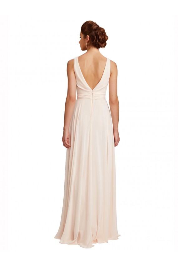 Sleeveless Cream Pink V-Back A-Line Bateau Neck Bridesmaid Dress / Evening Dress Mississauga