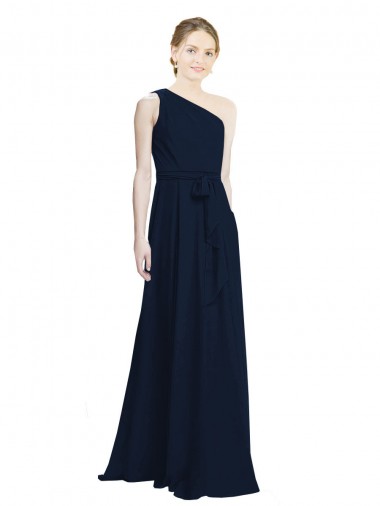 Sleeveless Dark Navy A-Line One Shoulder Bridesmaid Dress / Evening Dress Mississauga