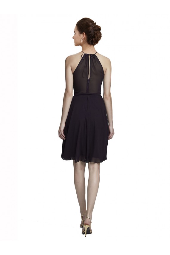 Sleeveless Grape A-Line Soft Chiffon Halter Neck Bridesmaid Dress Mississauga