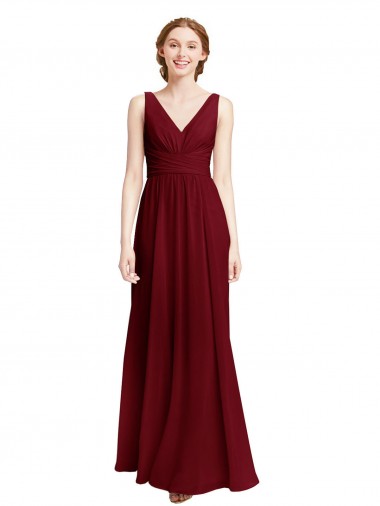 Sleeveless Burgundy A-Line V-Neck Bridesmaid Dress / Evening Gowns Mississauga