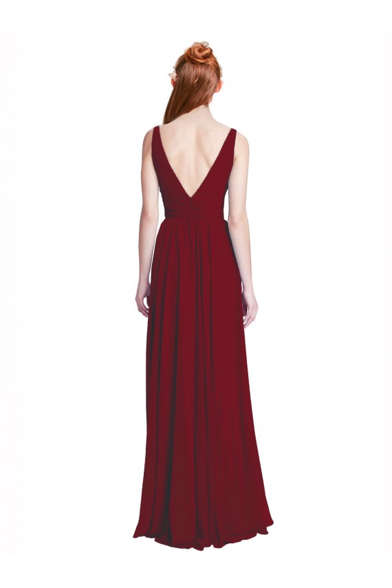 Sleeveless Burgundy A-Line V-Neck Bridesmaid Dress / Evening Gowns Mississauga