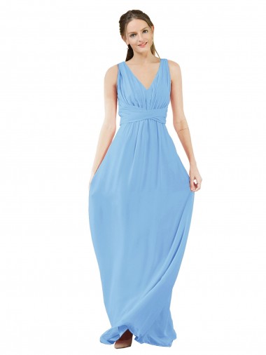 Sleeveless Periwinkle A-Line V-Neck Bridesmaid Dress Mississauga