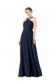 Sleeveless Dark Navy Princess V-Neck Bridesmaid Gowns Mississauga