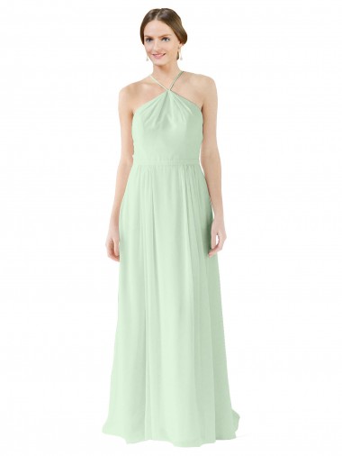 Sleeveless Sage A-Line Halter Neck Bridesmaid Dress Mississauga