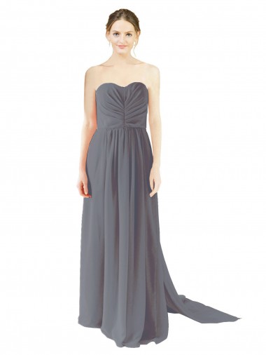 Sleeveless Slate Grey Open Back A-Line Sweetheart Bridesmaid Dress / Evening Dress Mississauga