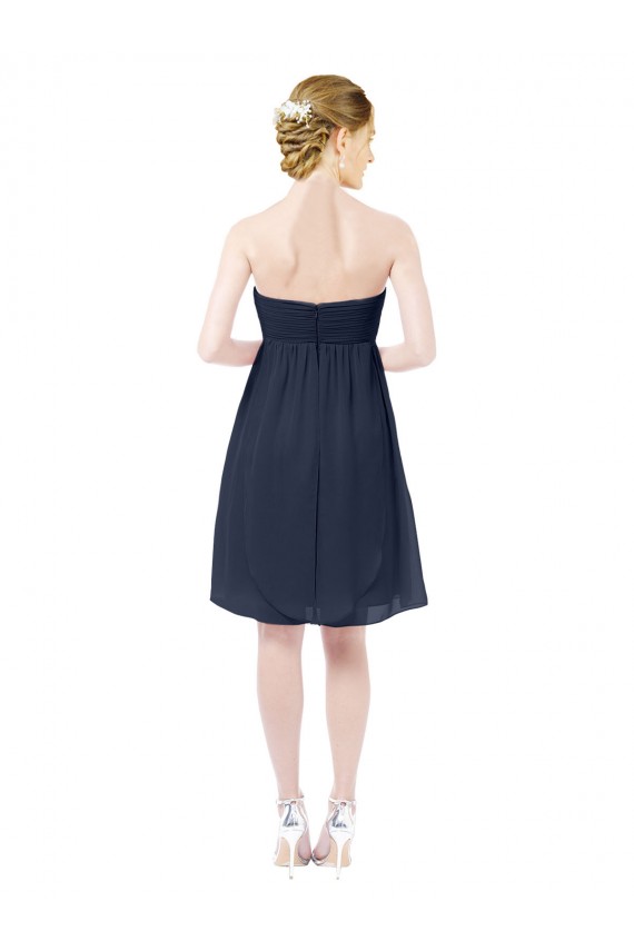Sleeveless Dark Navy Open Back A-Line Sweetheart Bridesmaid Dress Mississauga
