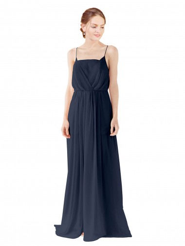 Sleeveless Dark Navy Open Back A-Line Spaghetti straps Bridesmaid Dress / Evening Gowns Mississauga
