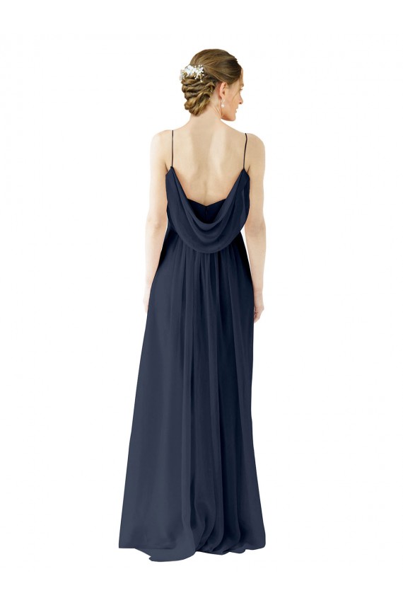 Sleeveless Dark Navy Open Back A-Line Spaghetti straps Bridesmaid Dress / Evening Gowns Mississauga