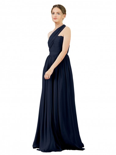 Sleeveless Dark Navy A-Line One Shoulder Bridal Party Dress / Evening Dress Mississauga