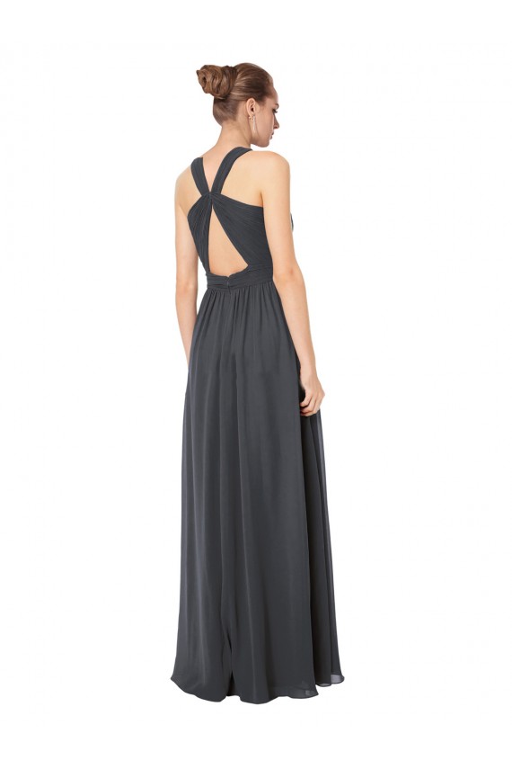 Sleeveless Stormy Silver Keyhole Back A-Line Halter Neck Bridesmaid Dress Mississauga