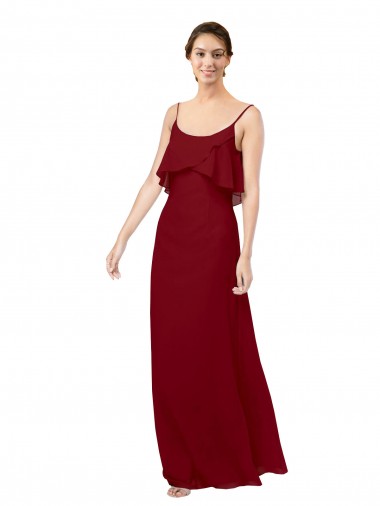 Sleeveless Burgundy V-Back Sheath Scoop Neck Bridesmaid Dress Mississauga
