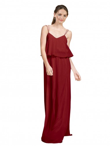 Sleeveless Burgundy Criss Cross Open Back A-Line Spaghetti Straps Bridesmaid Dress Mississauga