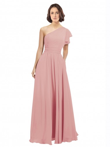 Sleeveless Bliss Pink A-Line One Shoulder Bridesmaid Dress / Evening Dress Mississauga