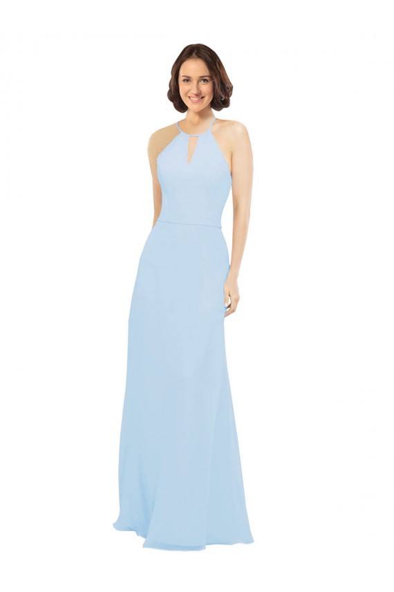Sleeveless Light Sky Blue A-Line Halter Neck Wedding Party Dress Mississauga