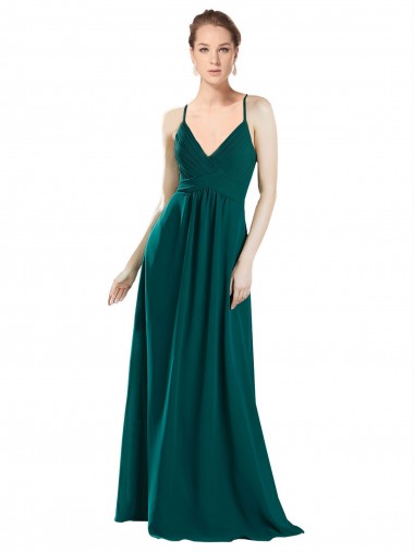 Sleeveless Hunter Keyhole Back A-Line V-Neck Bridesmaid Dress / Evening Dress Mississauga
